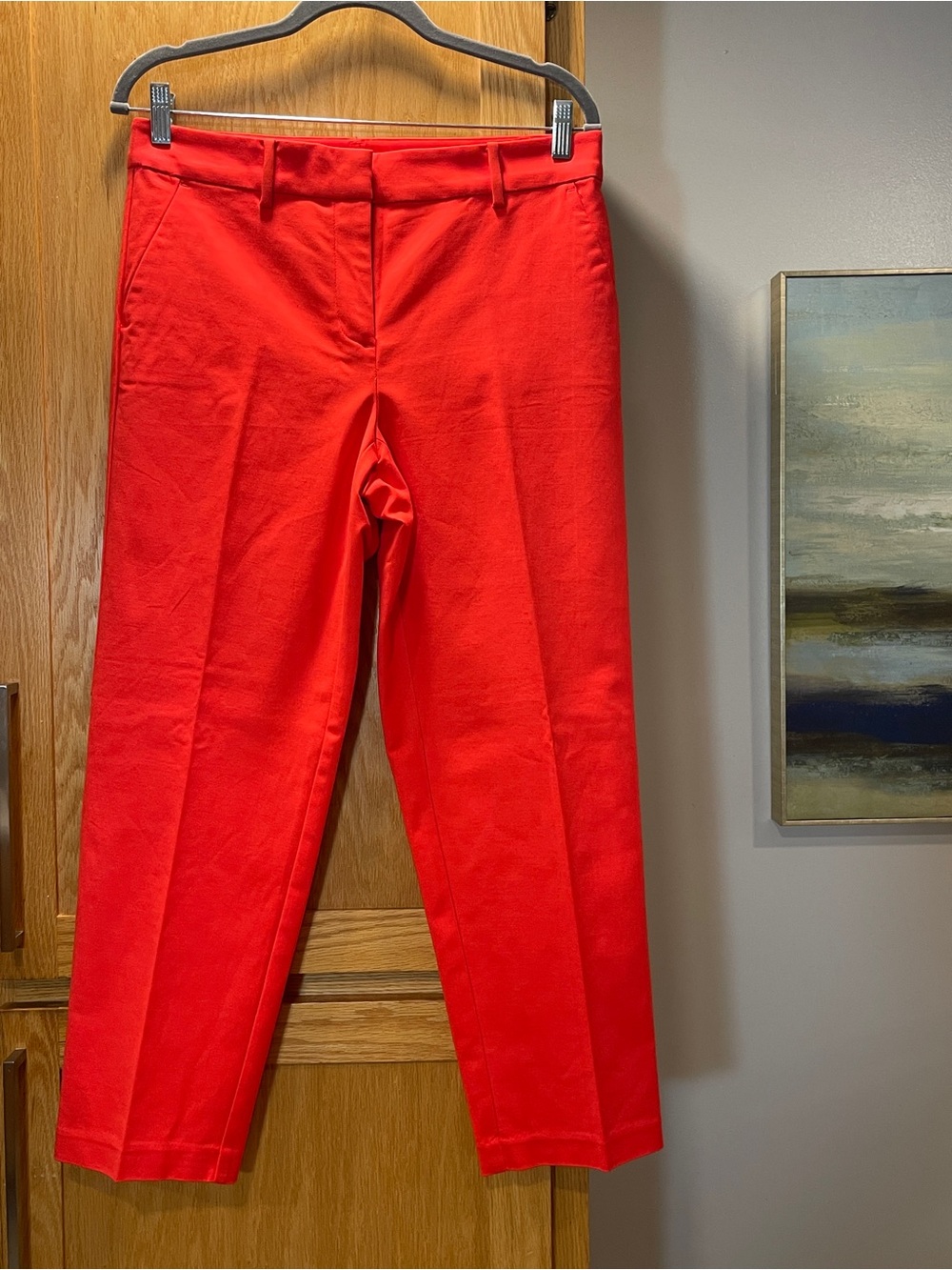 LOFT Curvy Orange/Red Pants Cropped | Size 6| Tailored, Colorful, Tropical, Work
